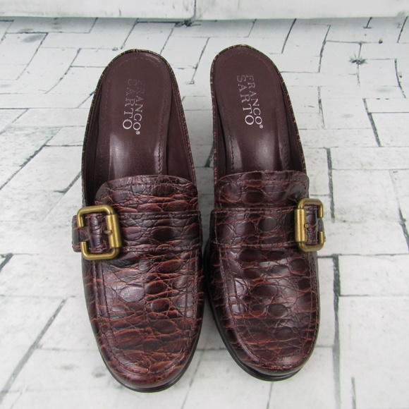 Franco Sarto Women's Croc Embossed Slip On Mules